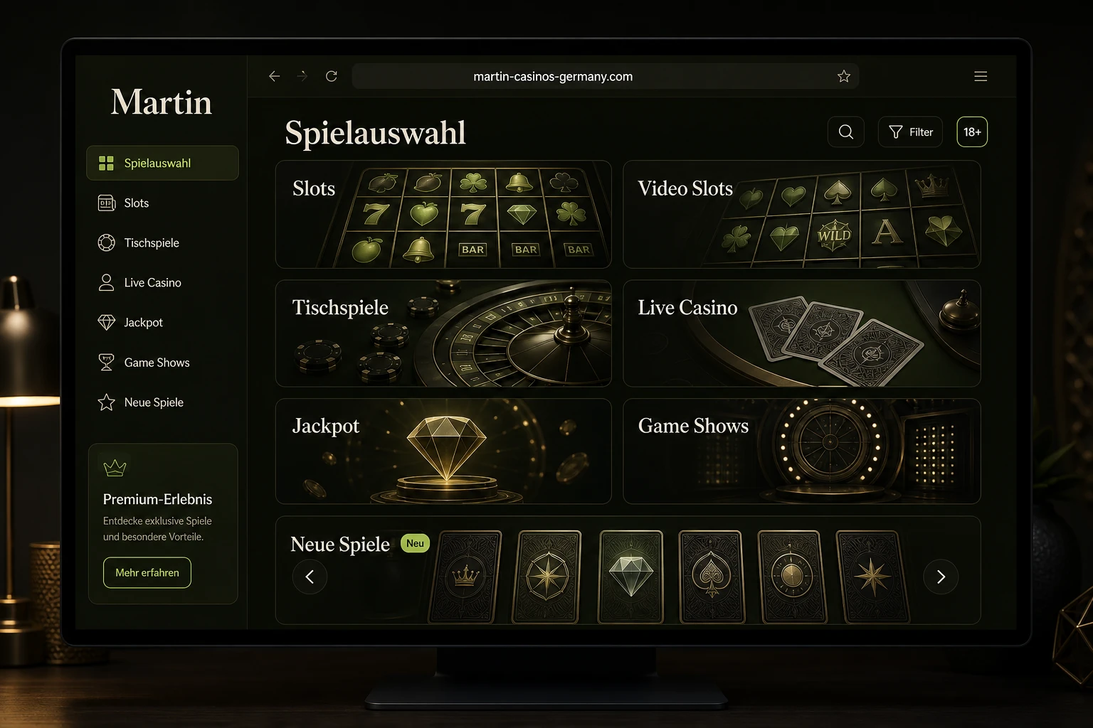 Spielauswahl im Martin Online Casino